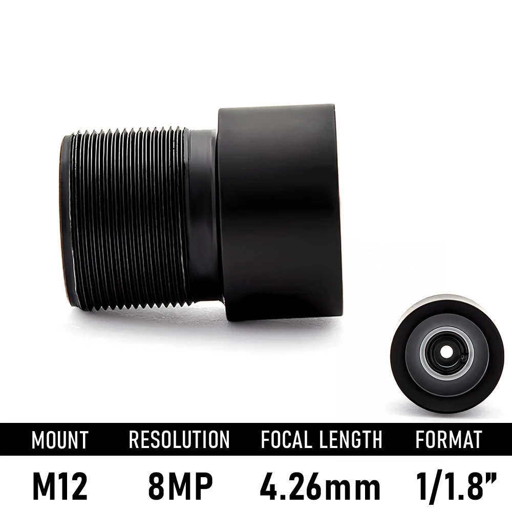 8MP HDCCTV M12 Mount Lens 4.26mm No Distortion Aperture F2.8 Format 1/1.8
