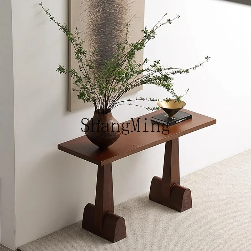 Tavolo da ingresso a ferro di cavallo in legno massello SM, tavolo da ingresso divisorio per soggiorno, tavolo di fornitura, mobile da ingresso per ufficio