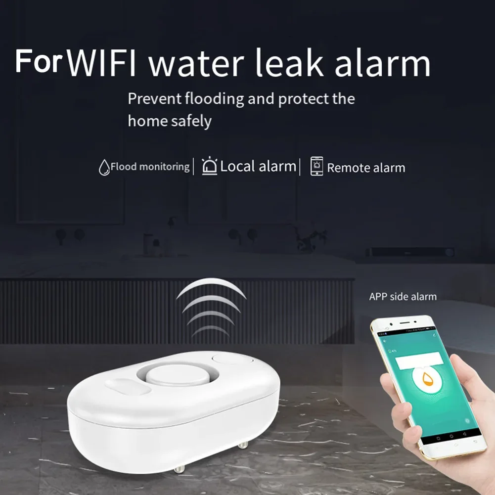 Alarm celup air untuk Tuya, Alarm kebocoran air rumah pintar untuk WiFi, detektor Sensor kebocoran air, perlengkapan dapur