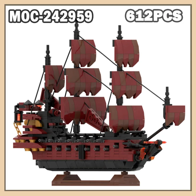 

MOC-242959 The Queen Anne's Revenge Building Block Christmas Gift Creative Bricks Sailing Boat Model Building Blocks 612PCS