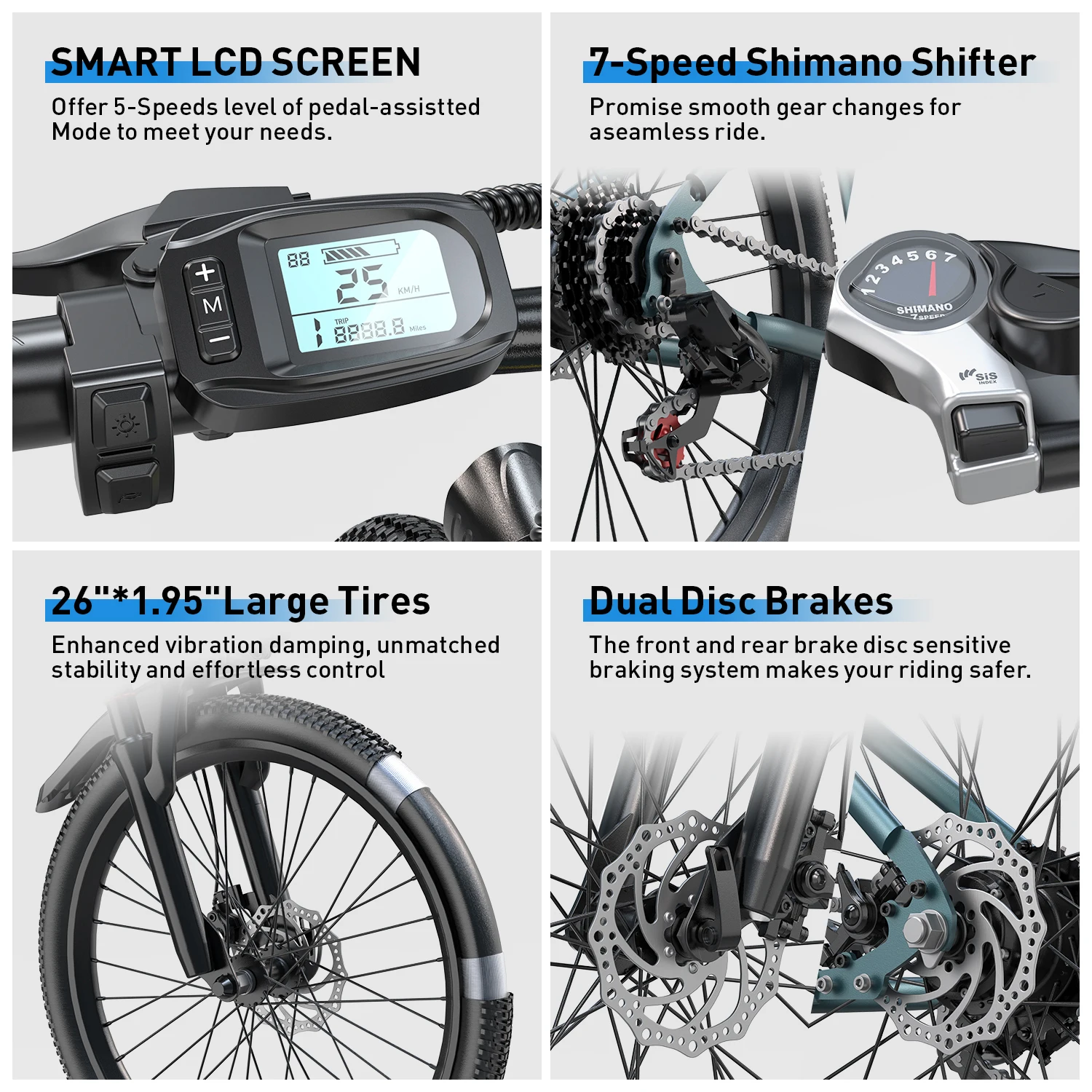 Rower elektryczny dla dorosłych, rower górski elektryczny 26 cali 24 cali, silnik elektryczny 650W, prędkość maksymalna 40 km/h, bateria 10.4AH 13.5AH, rower elektryczny dla dorosłych