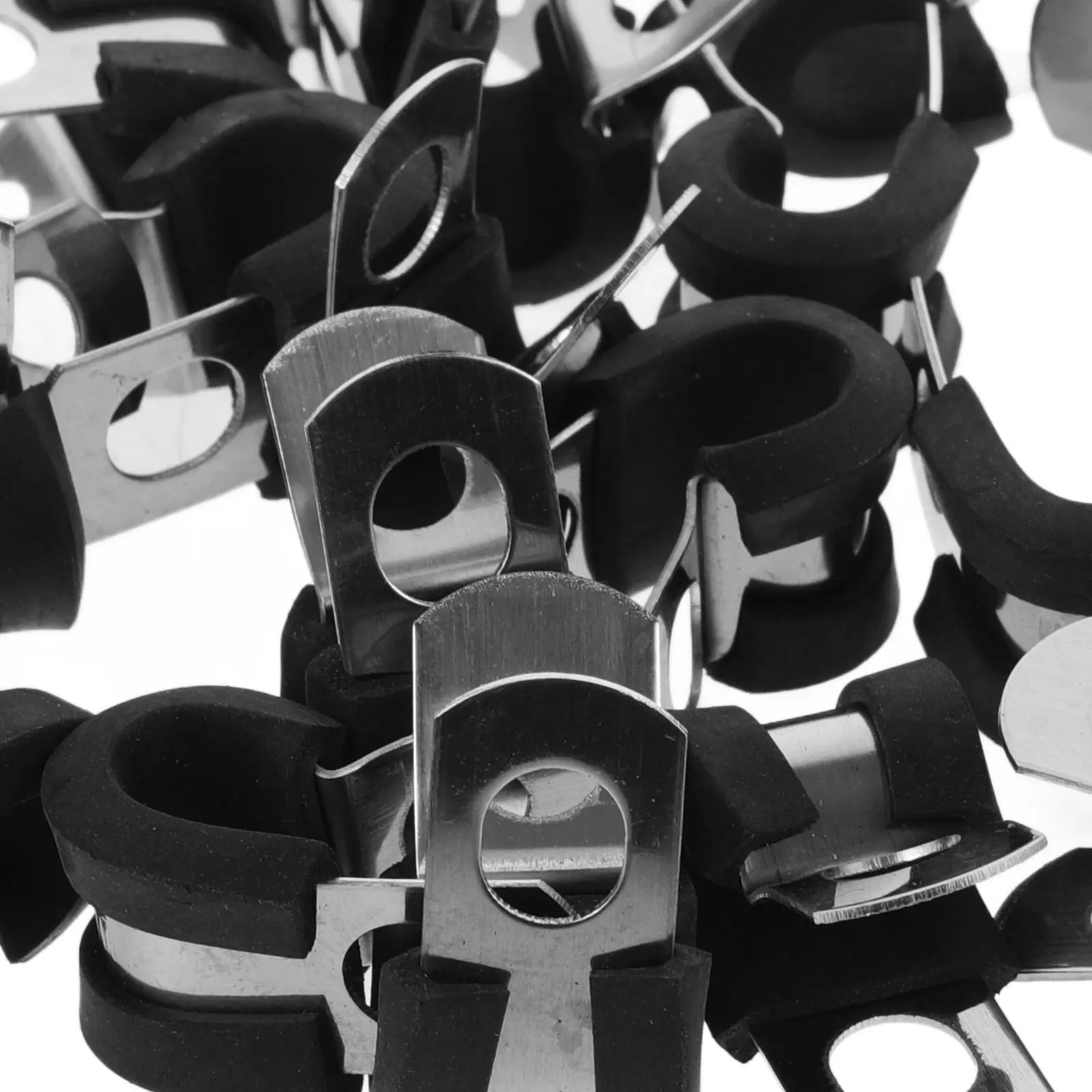 20Pcs Cable Clamps Stainless Steel Hose Clamp Rubber Cushion Wire Clamps Tube Cable Fixing Hose Clamp Wire Clips