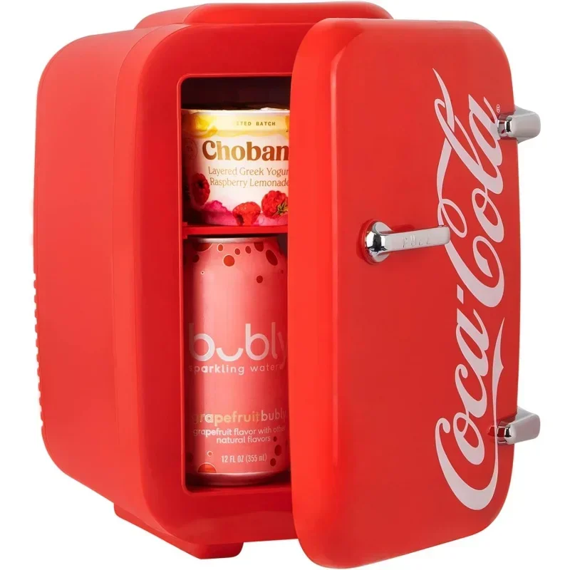 QWCooluli Retro Coca-Cola Mini Fridge for Car,4L/6 Can 12V Portable Cooler & Warmer for Food,Drinks & Skincare - AC/DC