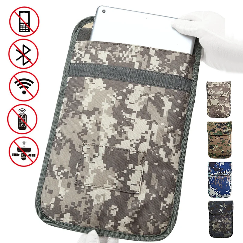 Bolsa Faraday de camuflaje para tableta, bloqueo de señal de teléfono móvil, bloqueo de señal RFID, funda protectora, ubicación GPS, protección EMF