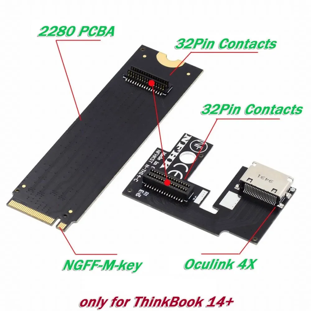 Adatto per ThinkBook 14 + NVME M.2 M-key To Oculink SFF-8612 scheda adattatore grafica esterna SSD pci-e 3.0 32pin Oculink 4x NGFF