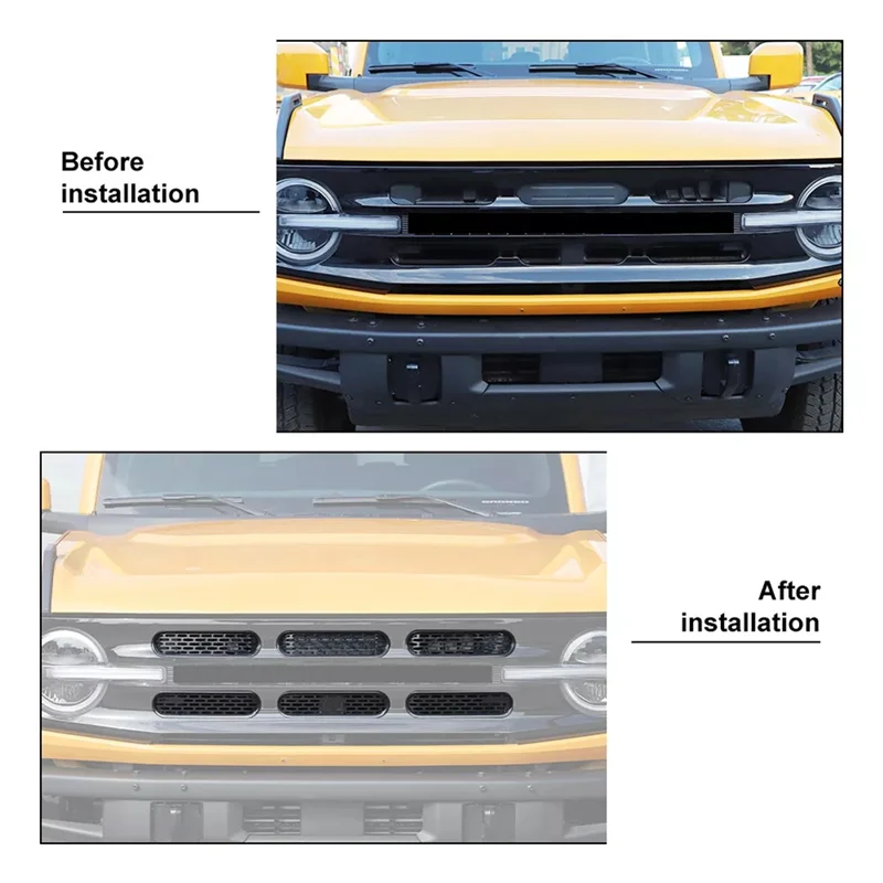 

Unique Car Front Bumper Radiator Grills Cover Middle Net Grills For Ford Bronco 2021-2024 Car Exterior Accessories