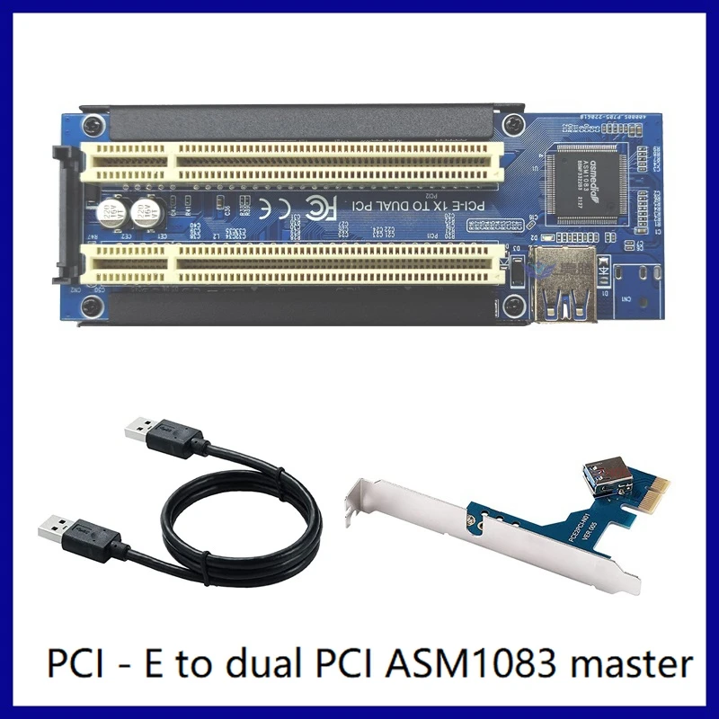 1 Set PCI-E To Dual PCI Expansion Card Adapter ASM1083 Support Capture Card Golden Tax Card