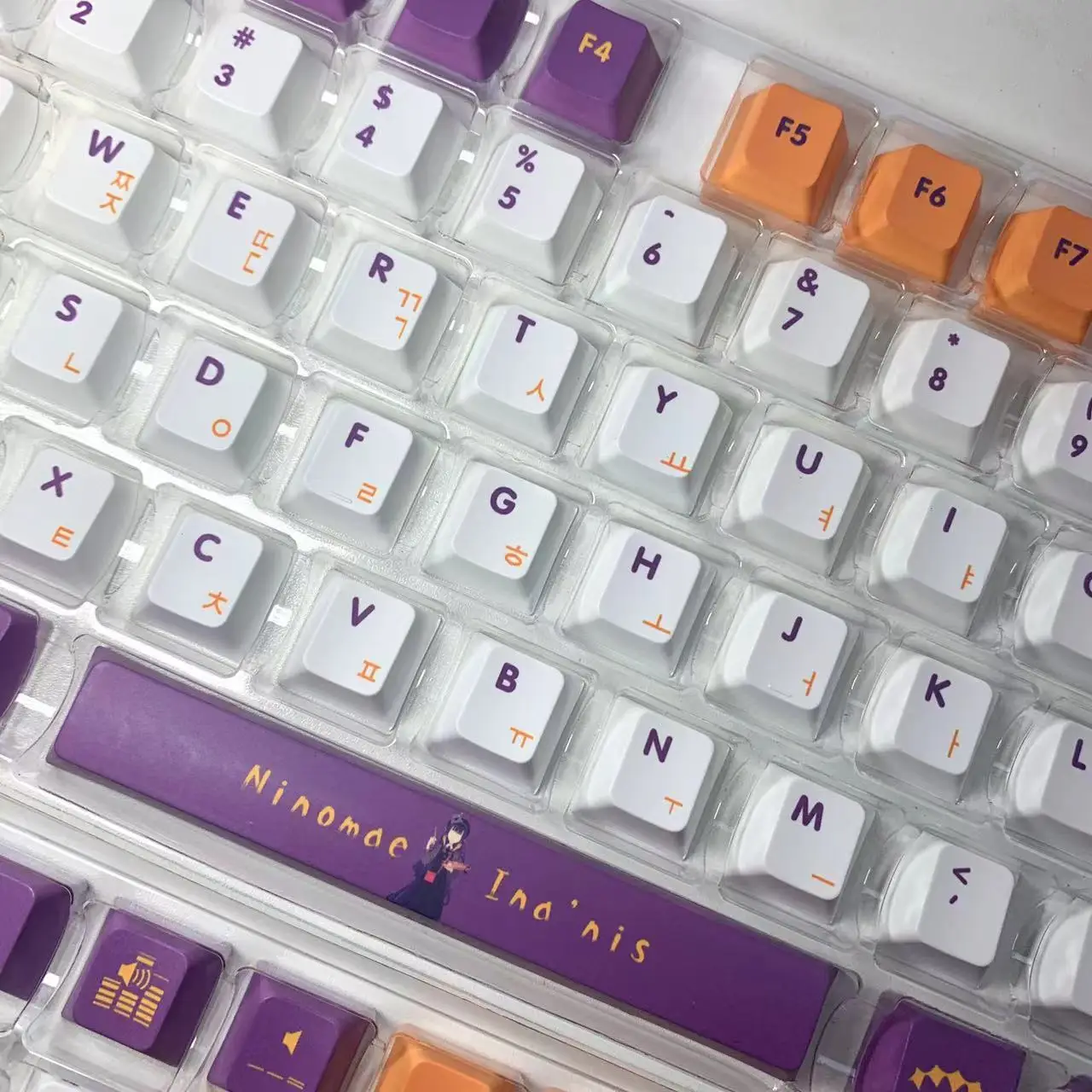 Korean Vtuber Hololive Keycaps 132 Keys Ninomea Ina\'nis Keycaps PBT DYE Sublimation Cherry MX Switch Keycap Mechanical Keyboard