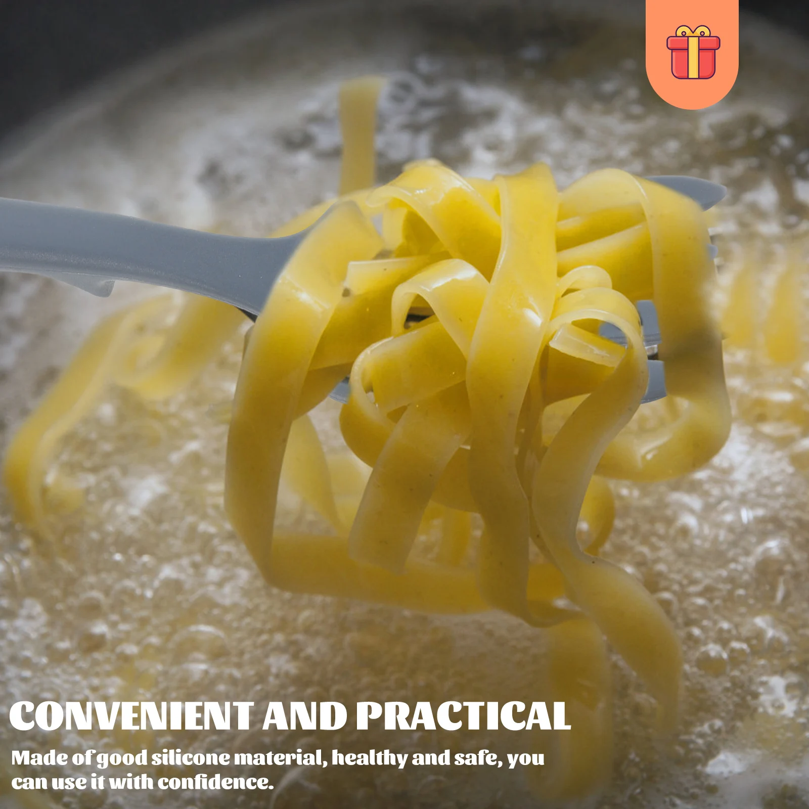 

Silicone Cooking Fork Reusable Nonstick Kitchen Tool for Pasta Noodles Salad Serving Ergonomic Design Heat Resistant Food Grade