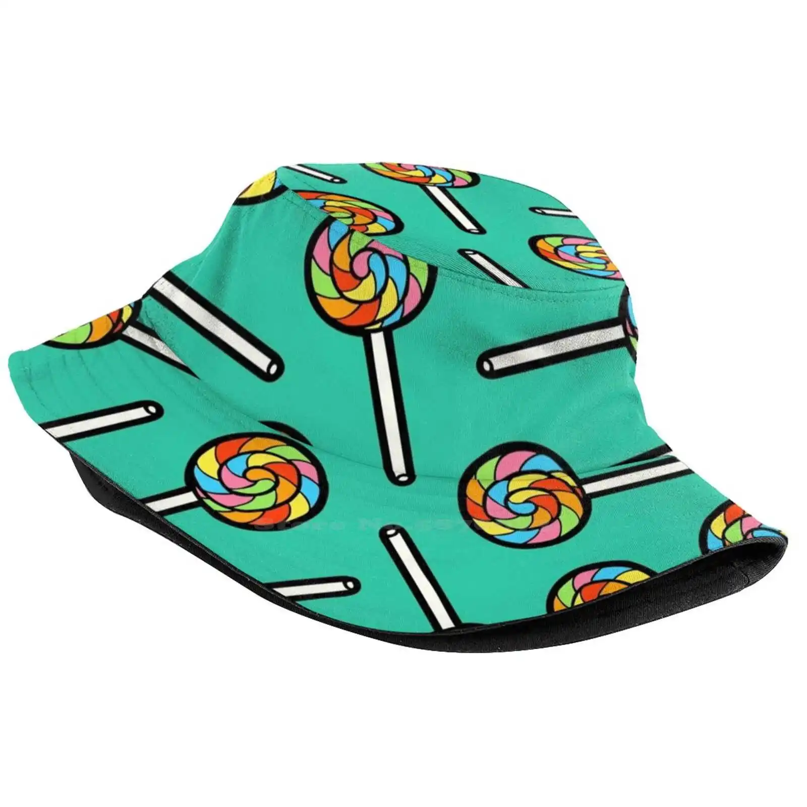 Rainbow Lollipop Pattern Pattern Hats Outdoor Hat Sun Cap Lollipop Lolly Sweets Stick Rainbows Foodie Treats Pattern Sugar