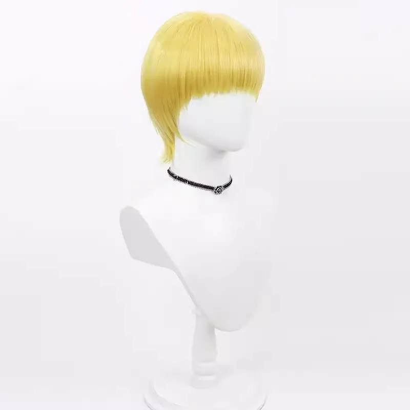 Mashle: Magic and Muscles Cell War cosplay wig yellow bob cut teased roots Halloween gift