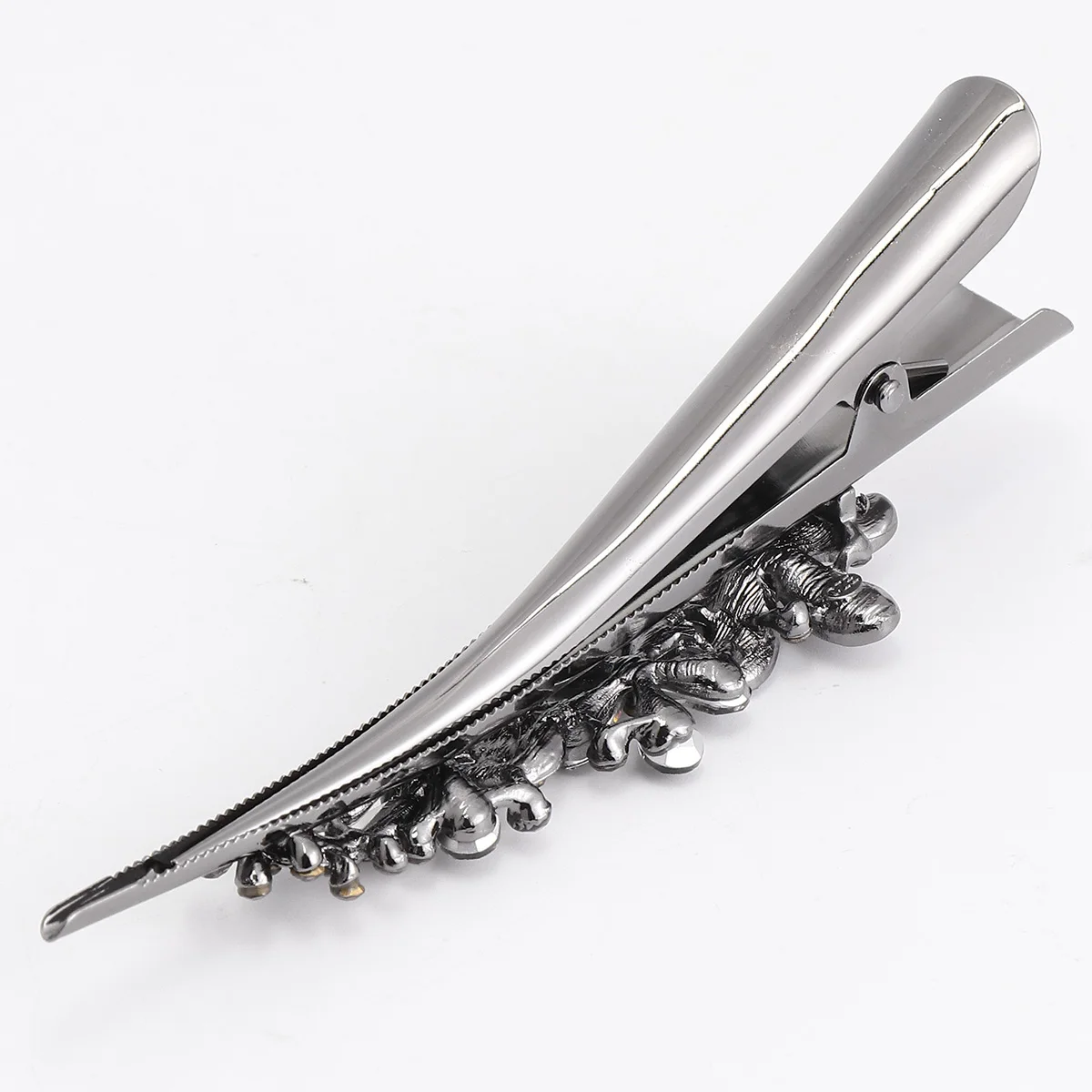 

1Pcs Retro Horn Duckbill Clip Rhinestone Studded Hairpin Durable Alloy Hair Styling Barrette Headwear Accessory for Thick Thin