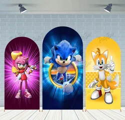 Arch Running Hero Speed Hedgehog Sonic Background Boy Birthday Party Backdrop Polyester Arch Banner Photography Props