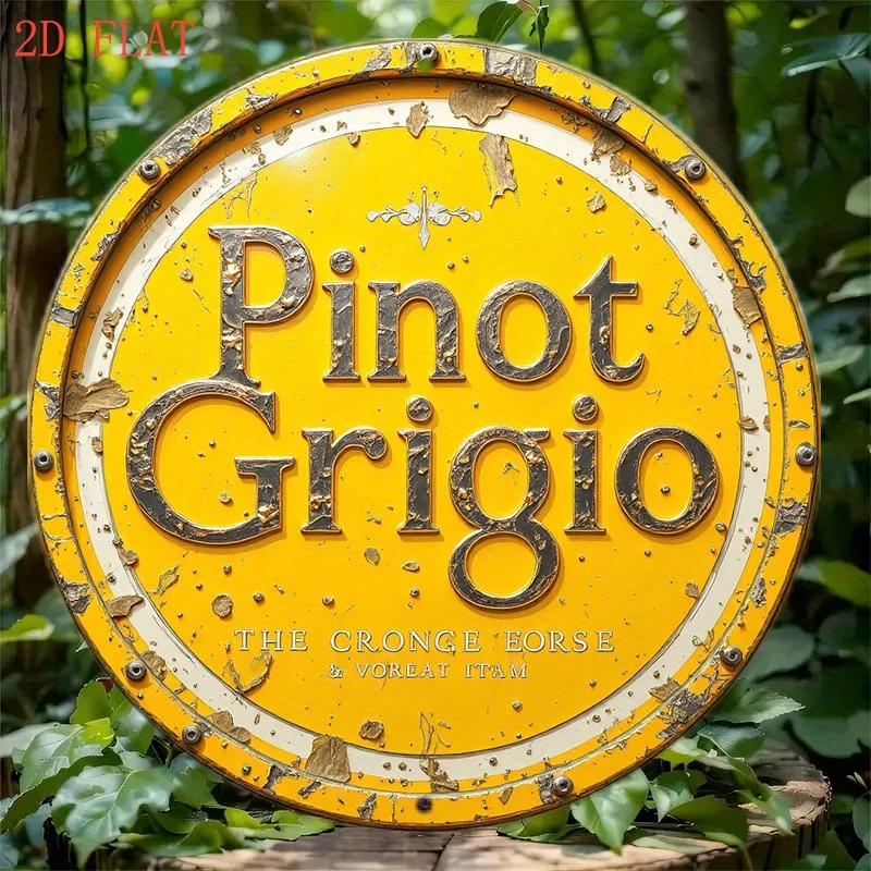 1 cartel vintage amarillo con diseño de vino Pinot Noir y Pinot Gris, adecuado para puertas principales y jardines, bares, cafeterías, decoración estilo cabaña.
