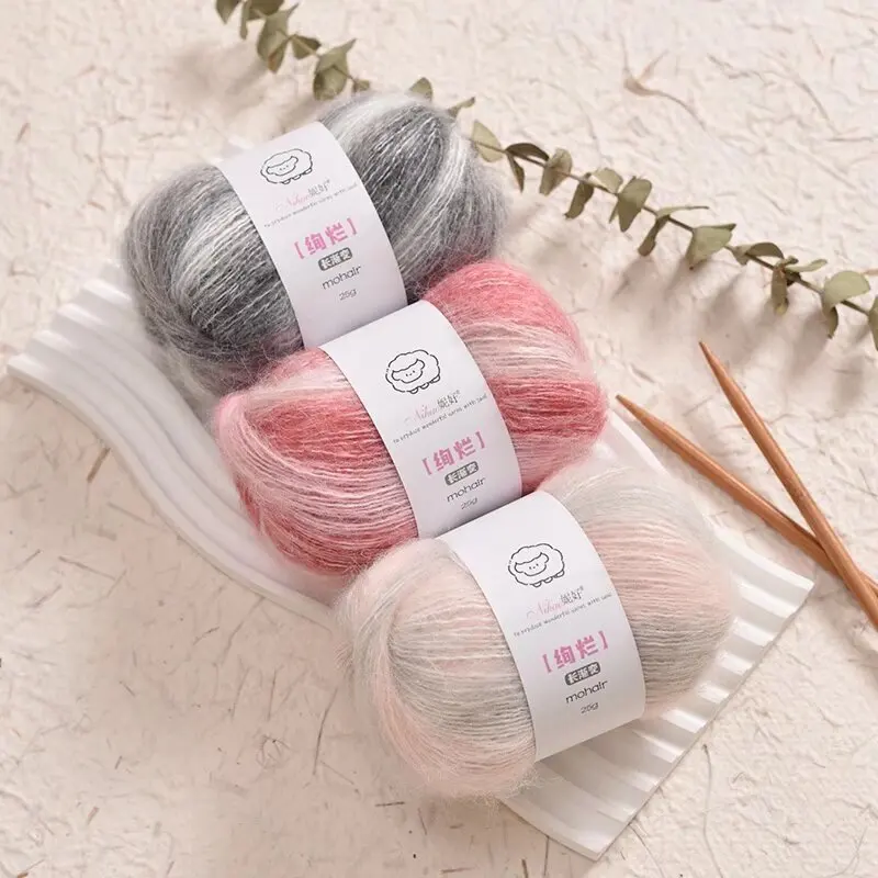 25g Gradient Section Dyeing Smudged Wool Mohair Yarn Spring Autumn and Winter Handmade Knitted Yarn ﻿