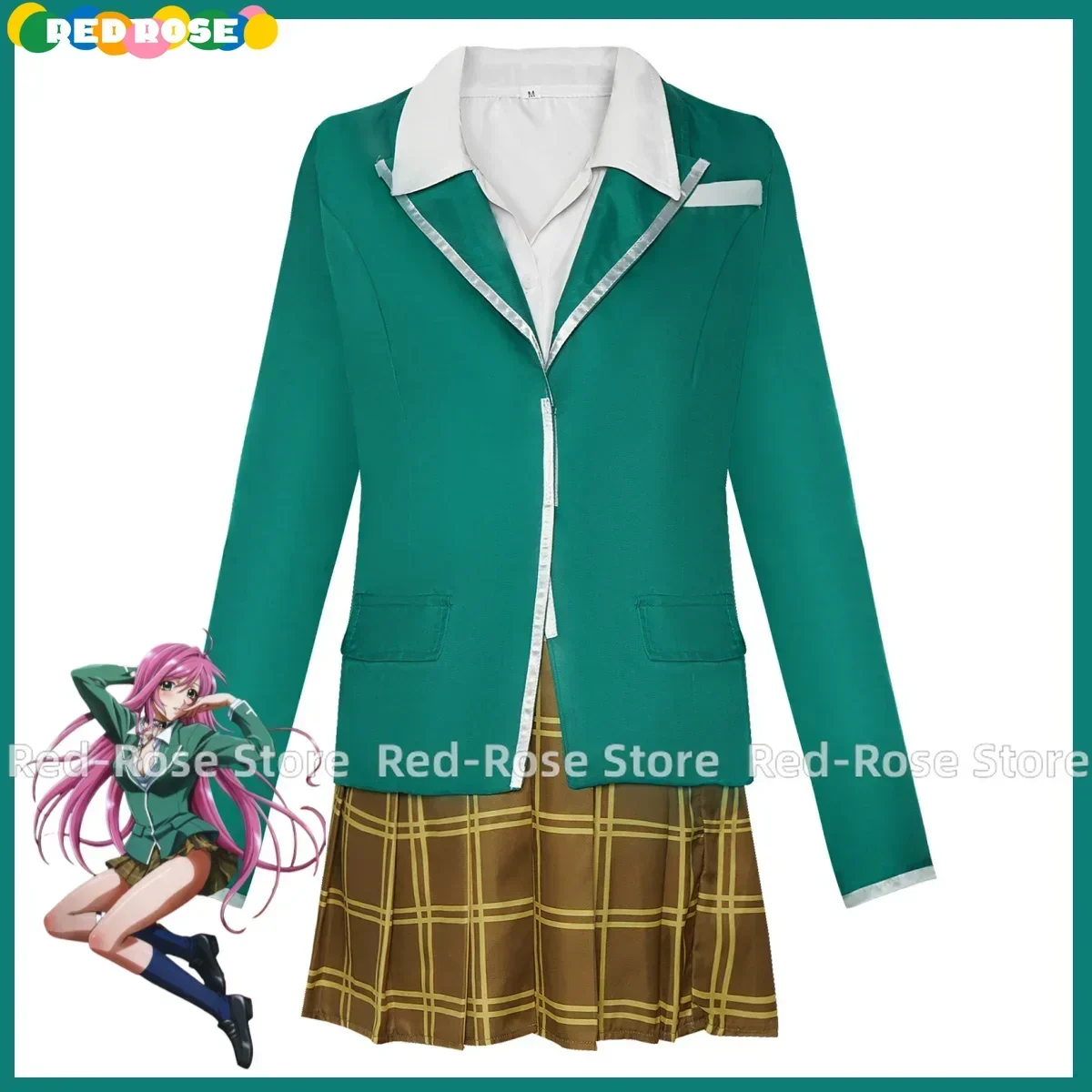 Anime Rosario To Vampire Akashiya Moka Cosplay Costume Japanese JK School Uniform Skirt Coat Woman Sexy Halloween Party Suit