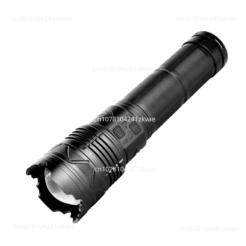 

White laser piercing alloy flashlight input Type-C telescopic zoom strong light mobile phone rechargeable flashlight.