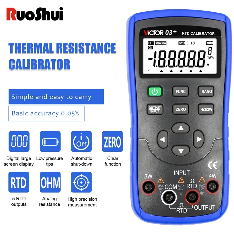 

RUOSHUI 03S RTD Calibrator Thermal Resistance Meter 4000Ω Multifunction Source Signal Calibrator Thermistor Output Simulate OHM