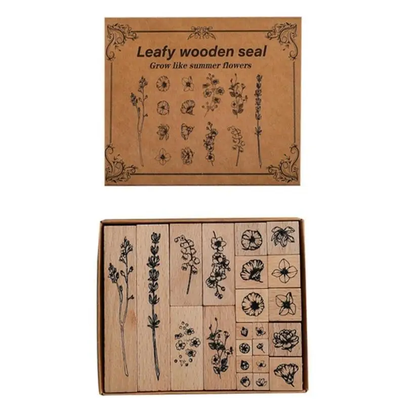 

E8BD 22Pieces Rubber Stamper Plant Flower Stamper Scrapbooking Stamper for Card Making Journal Planner Photo Album