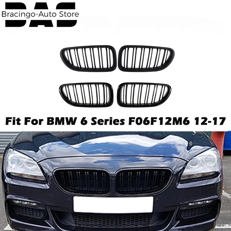 

Bracingo Kidney Grille Front Bumper Dual Slat Radiator Guard Air Intake Grill Decor Fit For BMW 6Series F06 F12 F13 M6 2012-2017