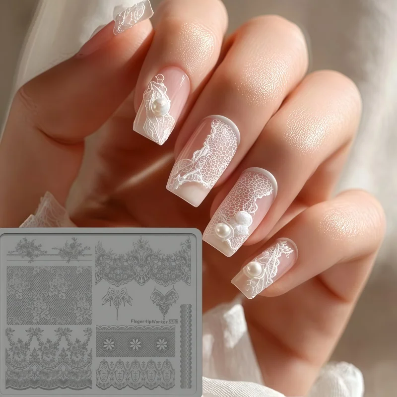 Retro Ultra-Thin Lace Rose Detail Nail Art Mold 3D Grid Pattern Transparent Silicone Mold Versatile And Elegant Design