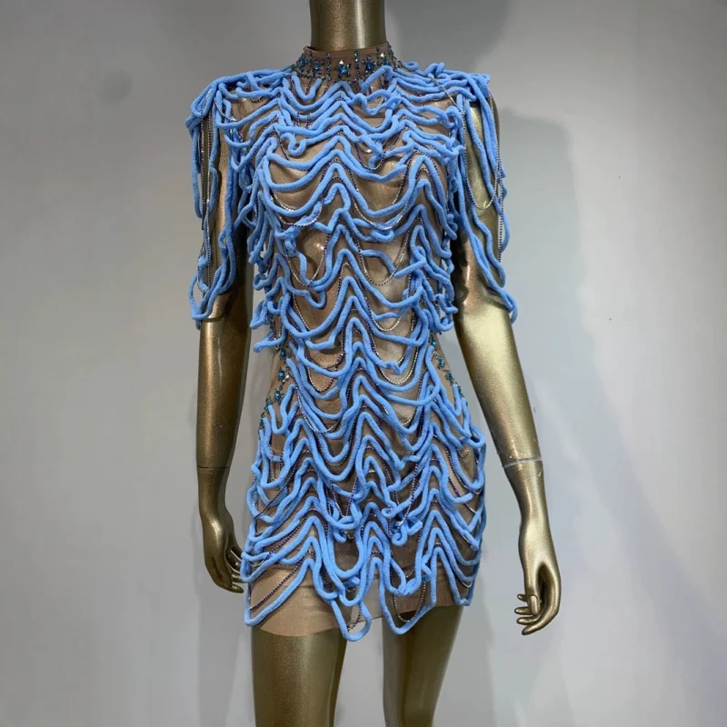 

New Arrival Sexy Mesh See-through Bodycon DressgogoPerformance Women's Dress Birthday Party Evening Gown