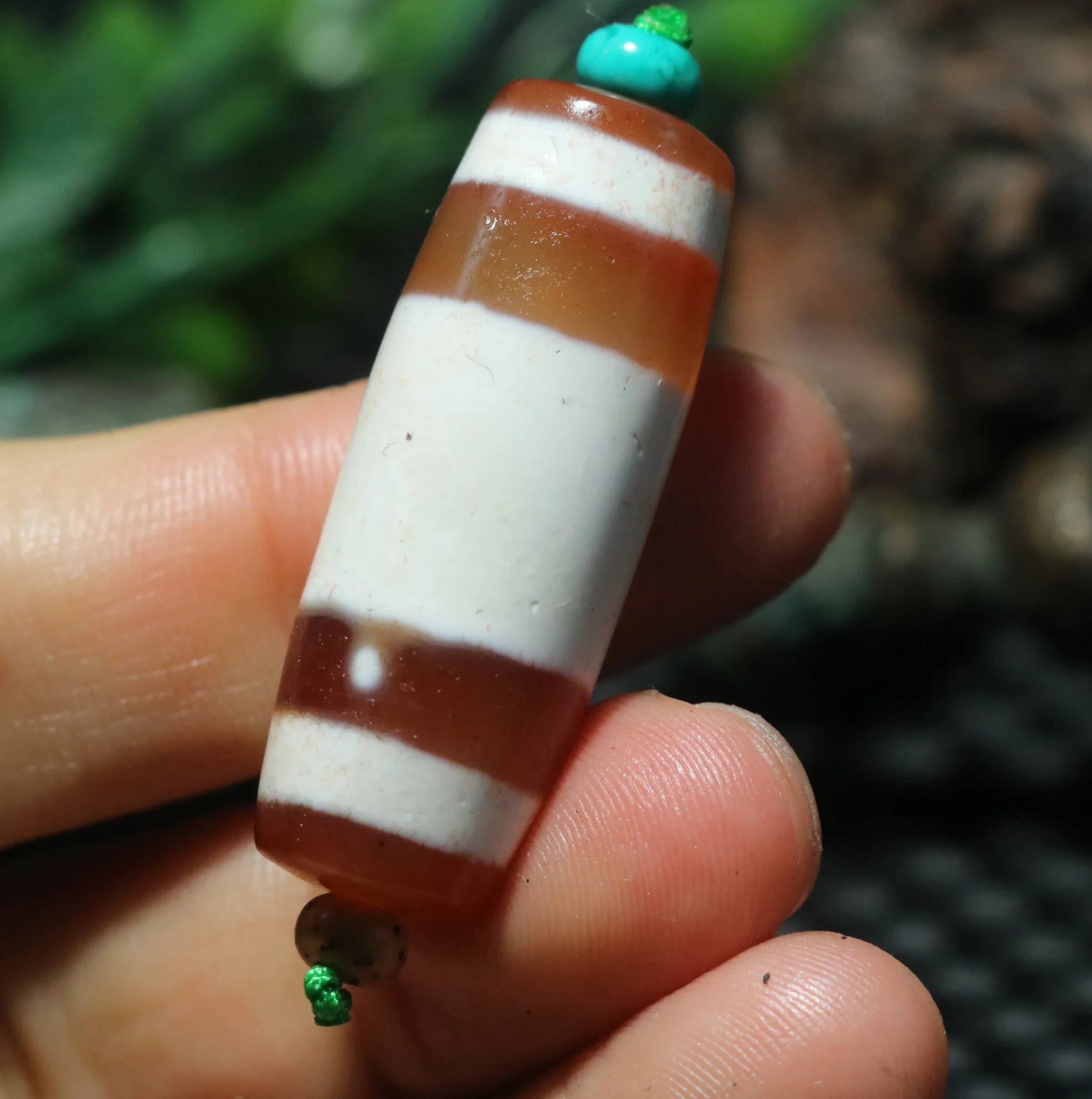 

5A Magic Energy Tibetan Old Agate 3 Wide Stripes Healer Medicine DZi Bead Pendant Amulet Timestown Big Treasure Jewelry Gemstone