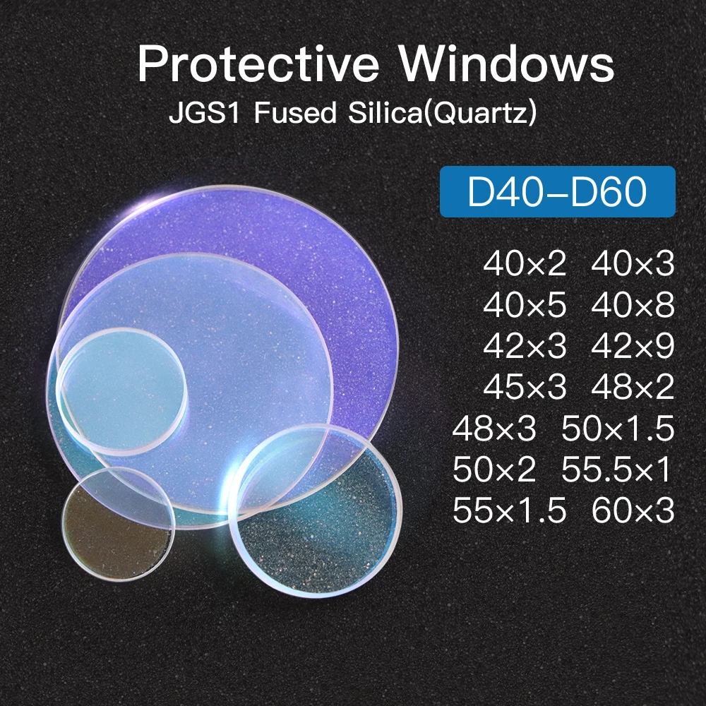 FONLAND Laser Protective Windows Diameter 40mm - 60mm Series Quartz Fused Silica for Fiber Cutting Welding Machine 1064nm