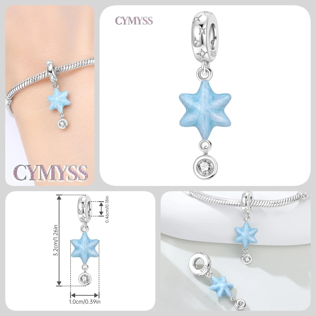 Blauer Charm, 925er Sterlingsilber, Ozeanperlen, Betta-Fisch-Anhänger, Geburtstagsfeier, Geschenk für Frauen, Armband, Halskette, DIY-Perlen, Schmuck – Detail 30