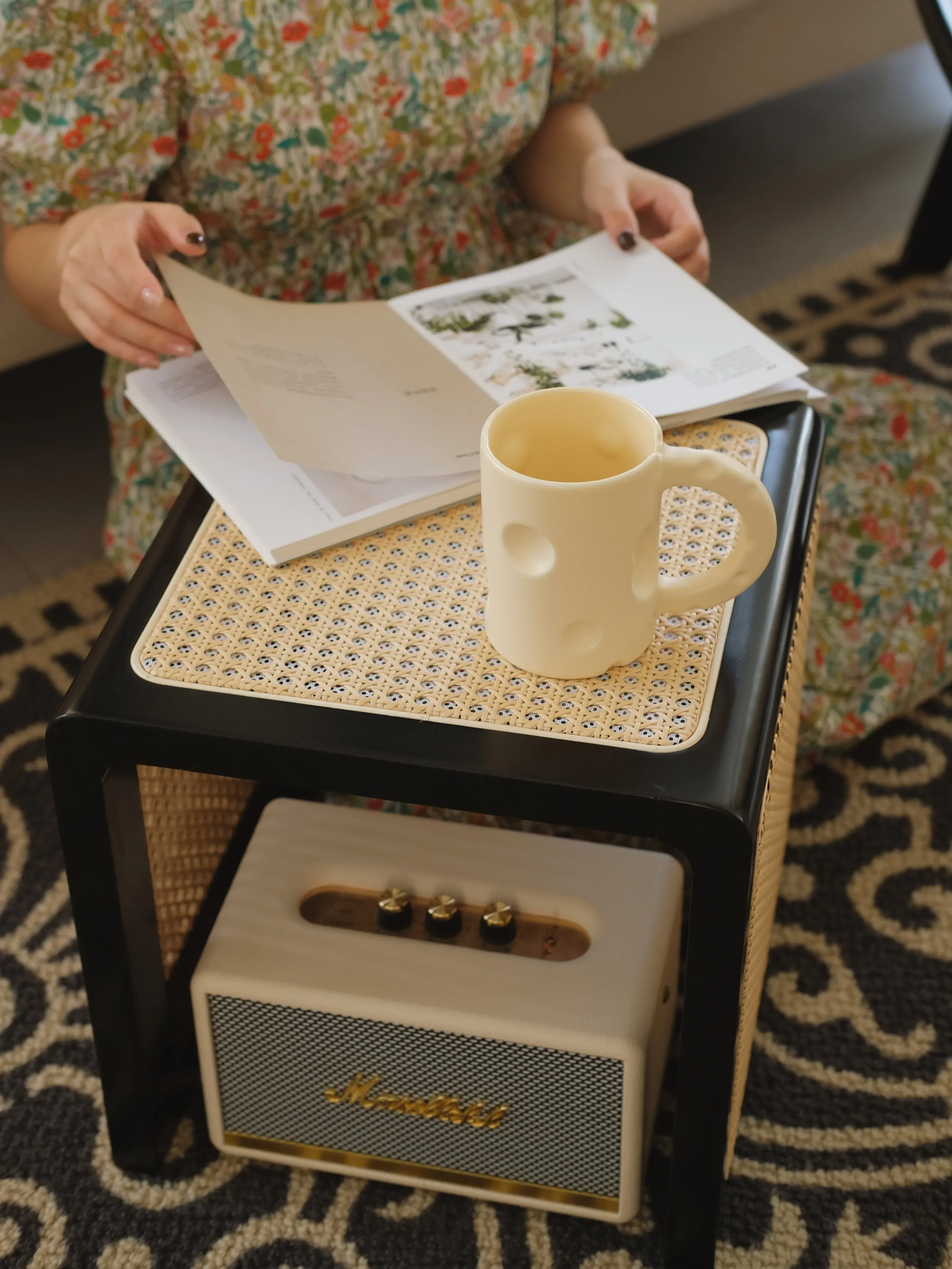 

-Minimalist Bamboo Tea table set table bamboo and glass coffee table