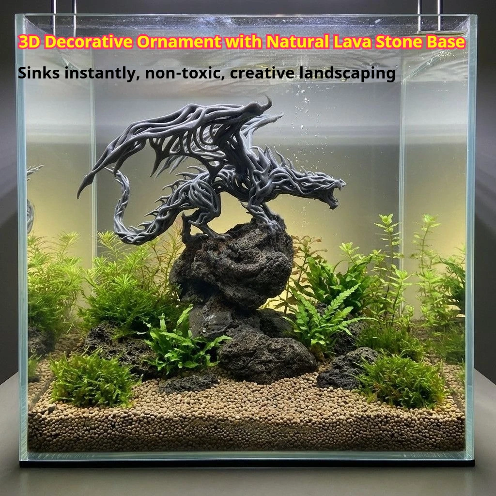 

Volcanic stone fish tank landscaping, 3D printed dragon shaped aquarium decorations, small fish and shrimp shelter