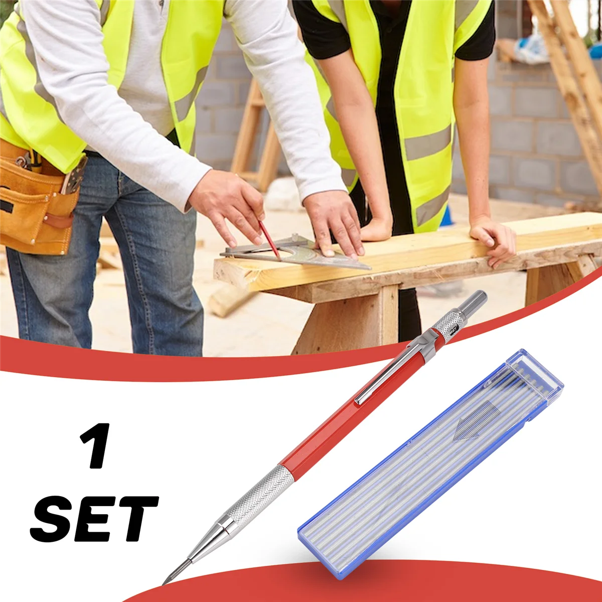 Matita per saldatori durevole con ricariche a striscia d'argento da 12 pezzi, pennarello in metallo Matita per saldatura meccanica Pipefitters, fabbricazione, Rosso