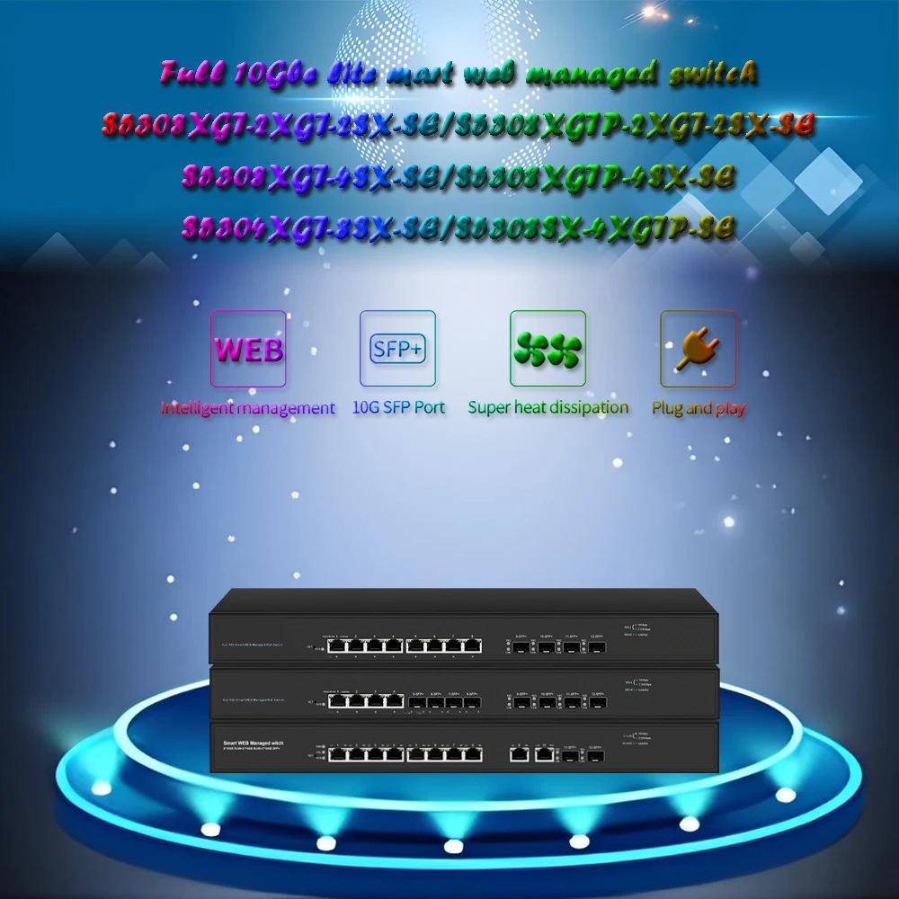 

Полные коммутаторы EThernet 10Gbe | 12-портовый веб-управляемый коммутатор 10G | PoE или non | 100/1000/10000М имеют адаптивные.
