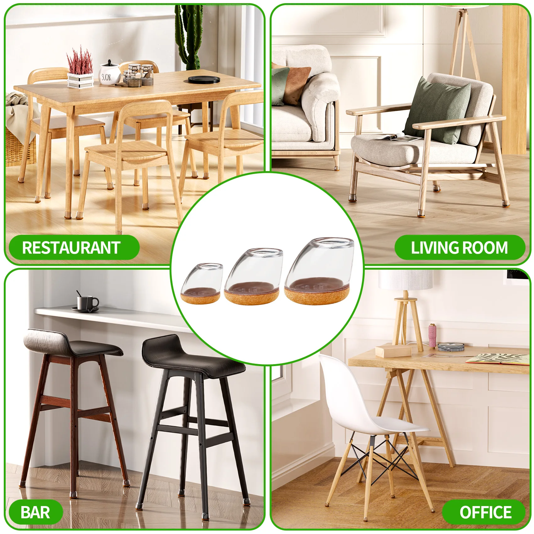 

8PCS Chair Leg Floor Protectors Foot Cover Thick Wrap Felt Pads Silicone Furniture 15°-25° Table Feet Protect Hardwood Floors