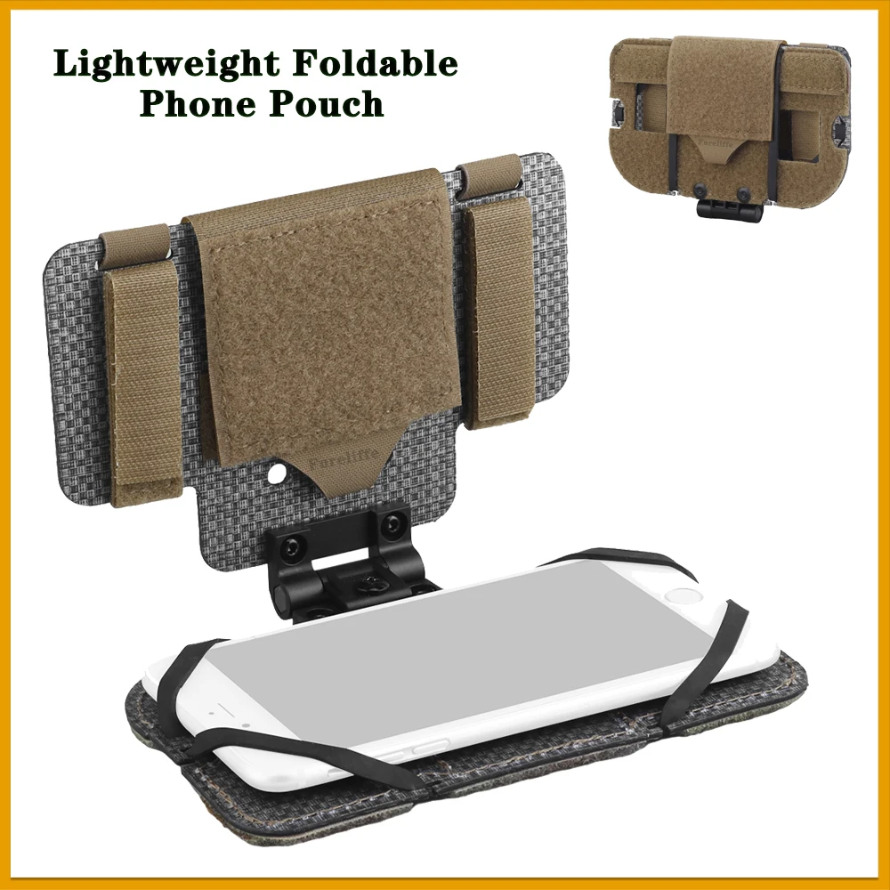 

Folded smart phone pouch phone holder case Compatible tactical vest&various MOLLE gear surfaces Velcro design for smart devices