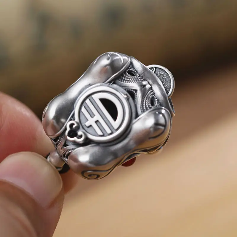 Lovely Lucky Tiger Pendant Vintage Braided Rope Electroplated Silver Keychain Totem Keyring Gift for Men Car Key Accessories