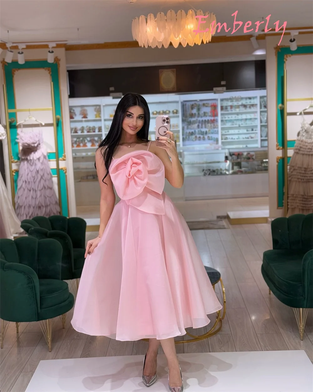 Personalizado clássico rosa cetim vestido de noite requintado sem alças alças alças espaguete sem mangas vestido de festa delicado vestidos de celebridades