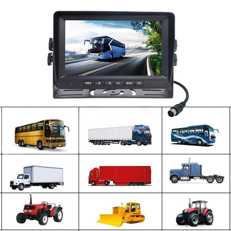 Vehicle Camera Housing with 7 Inch Monitor and DVR for RV Semi Box Truck Trailer Vehicle Monitoring System Camera 2 Split Screen
