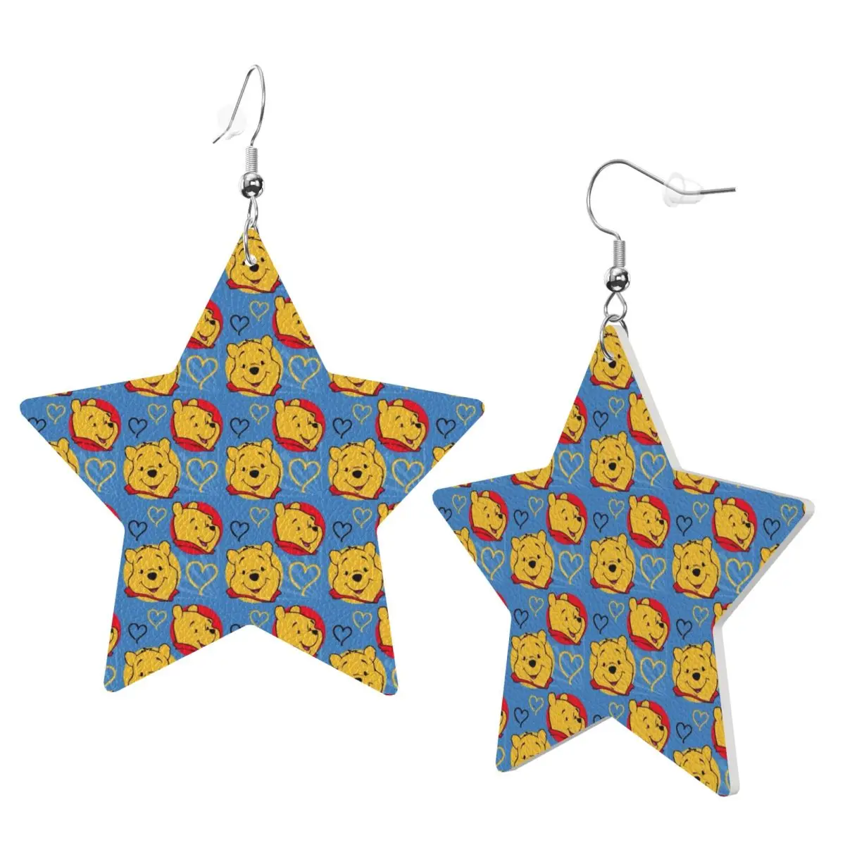 Custom Winnie The Pooh PVC Leather Earrings Dangle Earrings Jewelry For Women For Wife Mother Gift view 2
