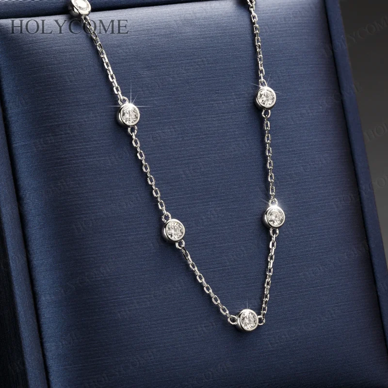 925er Sterlingsilber Armband mit runder, funkelnder Moissanit-Steinbesetzung in D-Farbe und VVS1-Qualität, stapelbar, modisch, für Damen, edler Schmuck. – Detail 7