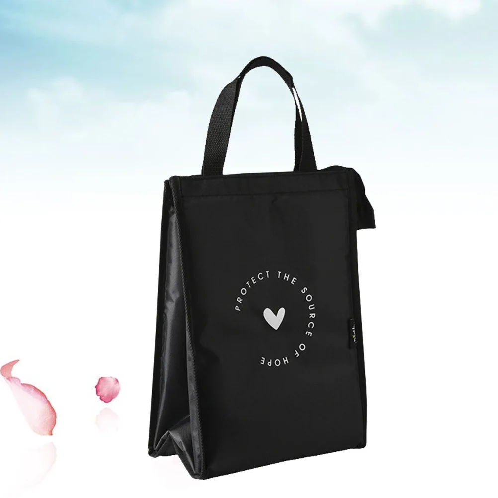 

Oxford Cloth Insulated Lunch Box Storage Bag Portable Handheld Food Box Organizer Black Waterproof Insulated Lunch Bag