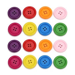 50Pcs/Lot Multicolor Flat Wooden Buttons Round Wood Bead for Handmade Crafts DIY Sewing Apparel Charms Decoration Accessories