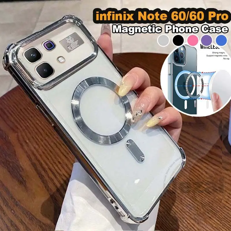 For Infinix Note 60 Pro Edge Case Magnetic Transparency TPU Electroplated Frame Fingerprint Resistant Cover For Note60 Pro