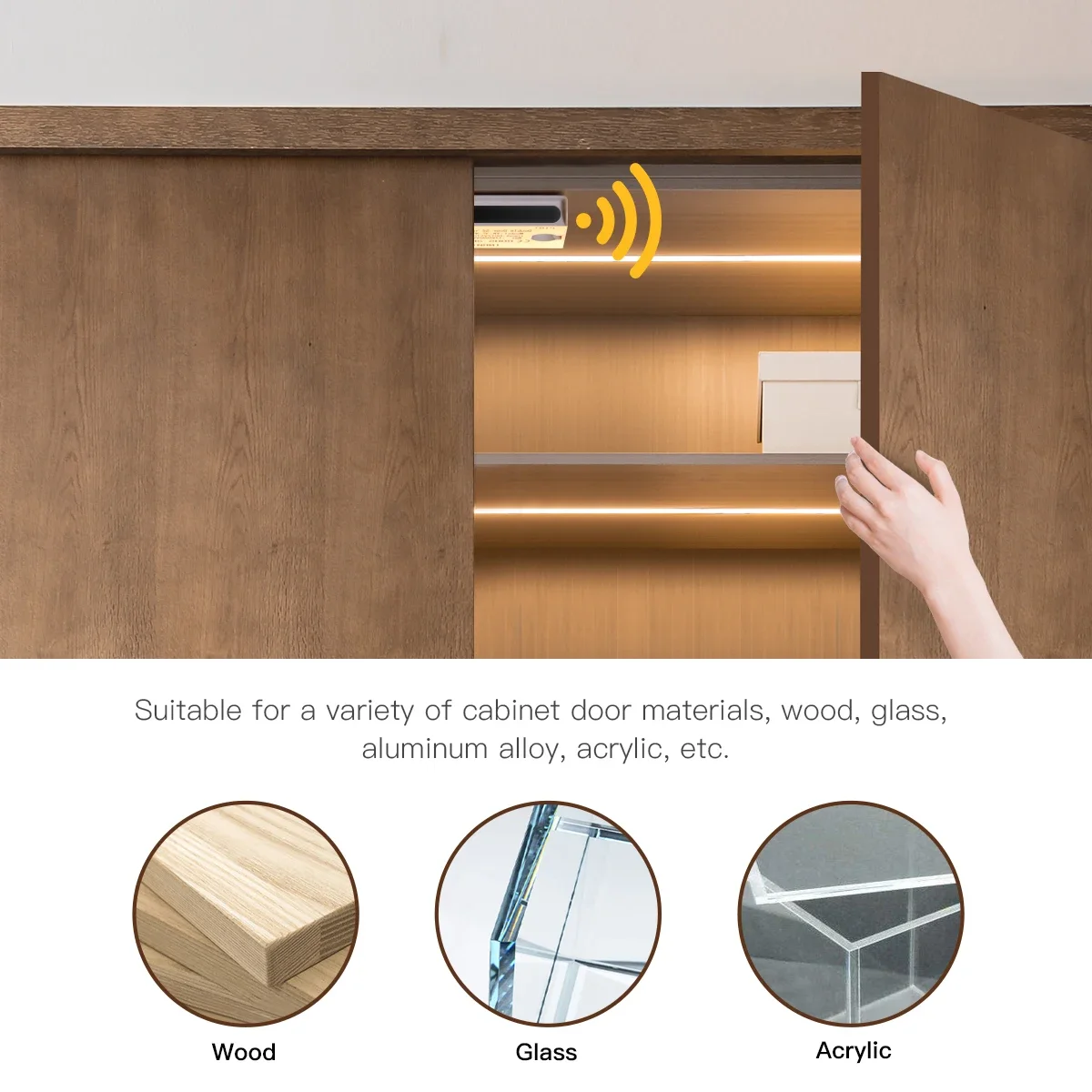 2/4/6/10PCS Smart Door Sensor Control Black PCB Board COB LED Strip Light Kit DC12V Cuttable Strip For Cabinet Showcase