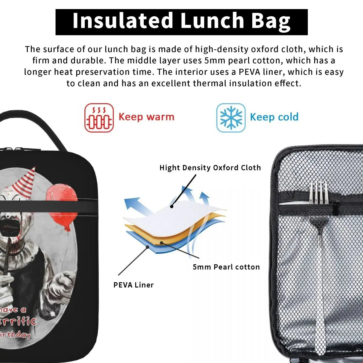 لديك عيد ميلاد رائع مرعب معزول حقيبة الغداء الحرارية وجبة الحاويات مانعة للتسرب حمل علب الاغذية بينتو الحقيبة العمل في الهواء الطلق