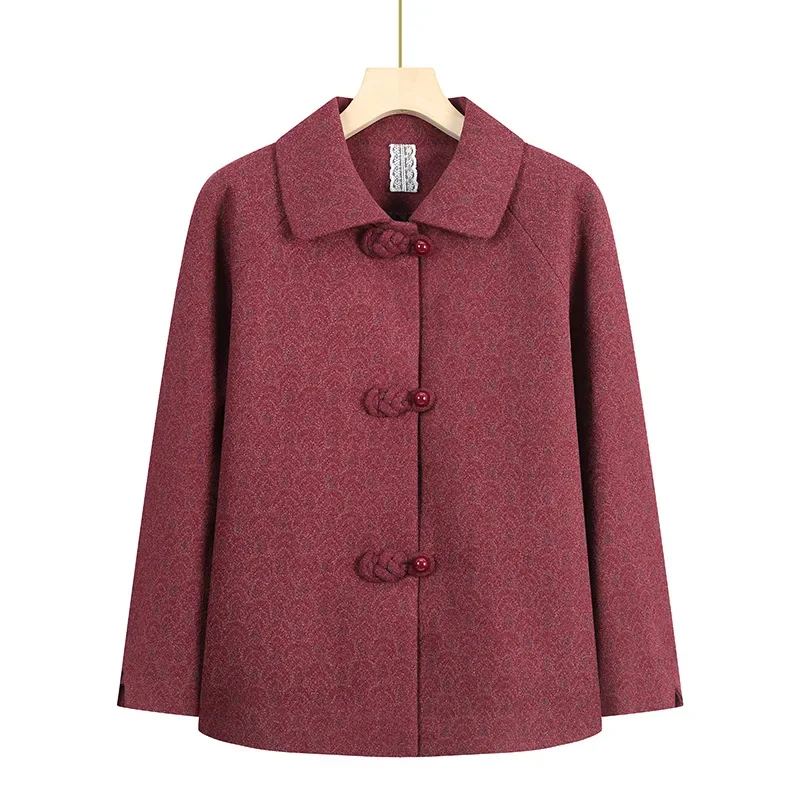 2024 Autumn Winter New Coat New Chinese Tang Style Tops 5XL Female Middle Aged Fashion Thickened Warm Jacket Vintage Traditional