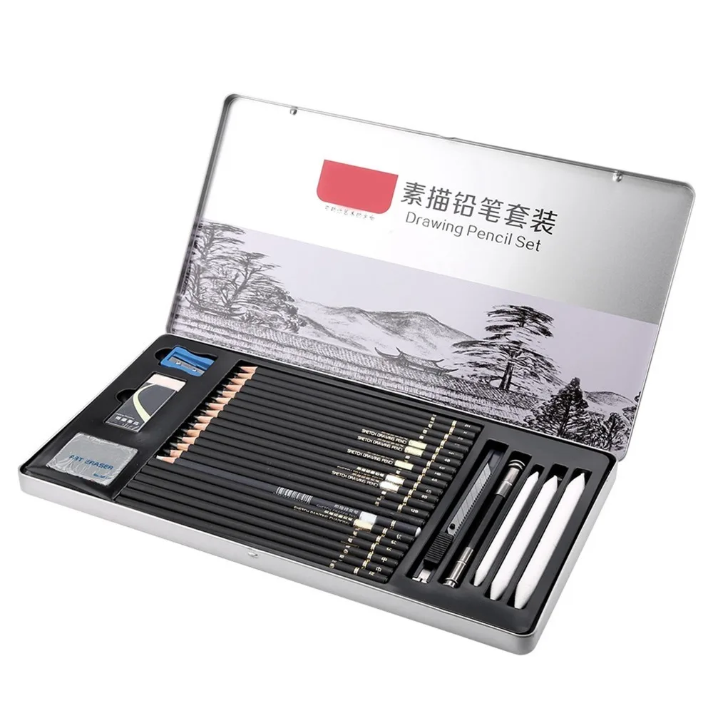 

29PCS Multiple Hardness Sketch Pencil Kit Practical Portable Charcoal Sketch Pencils Various Combinations