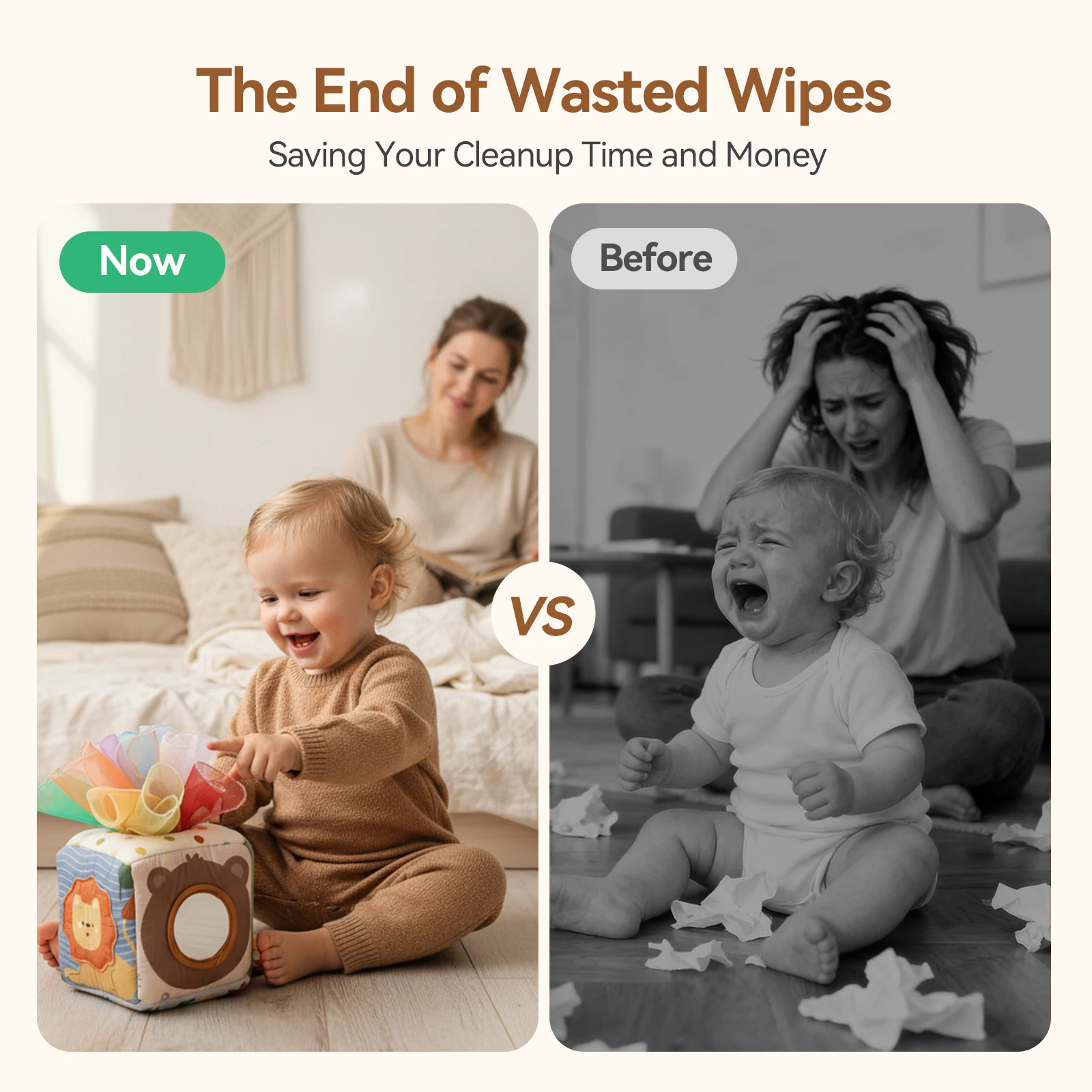 Baby Montessori Rattle Toy Cotton Animal Tissue Box Kid Finger Exercise Cloth Busy Box Toy Baby Educational Activity Sensory Toy