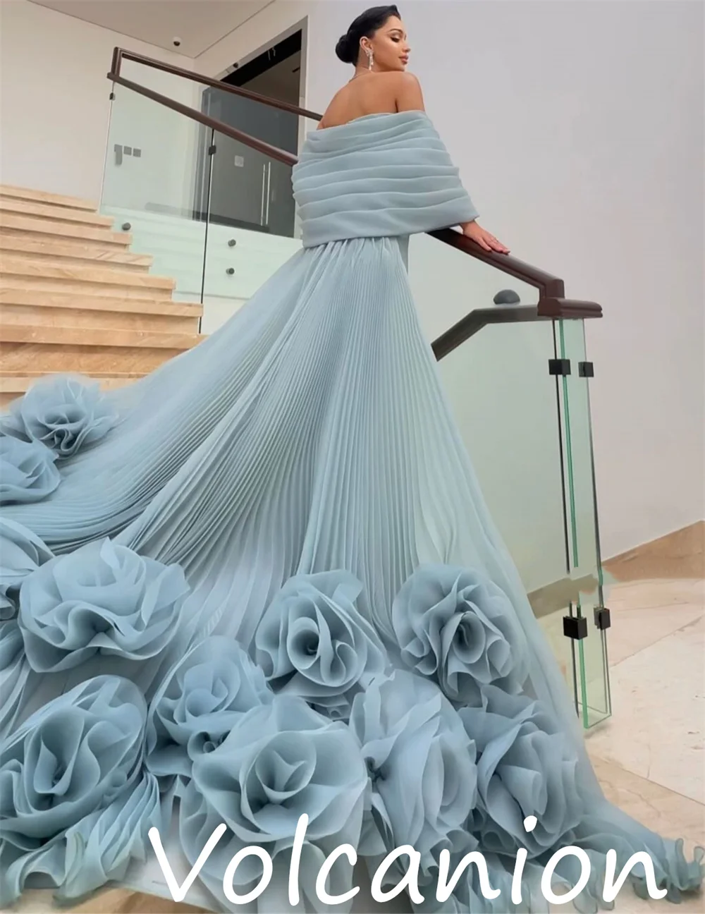 Personalizado casual simples jérsei flor plissado a linha fora do ombro vestidos longos sob medida ocasião combinando