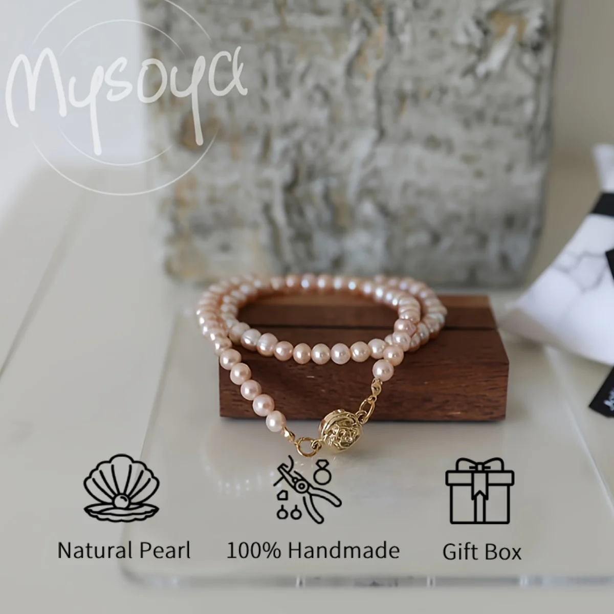 

MYSOYA 7-8 мм натуральный розовый пресноводный жемчуг ожерелье настоящий жемчуг многослойные ювелирные изделия разных размеров с подарочной коробкой подарок на свадьбу, день рождения